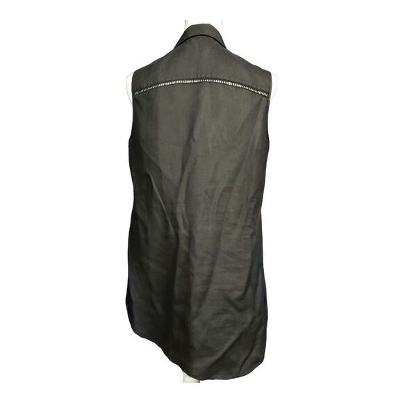 Chico's Top Size Small Black 100% Linen Sleeveless Lagenlook  Neutral Minimalist - Picture 2 of 7